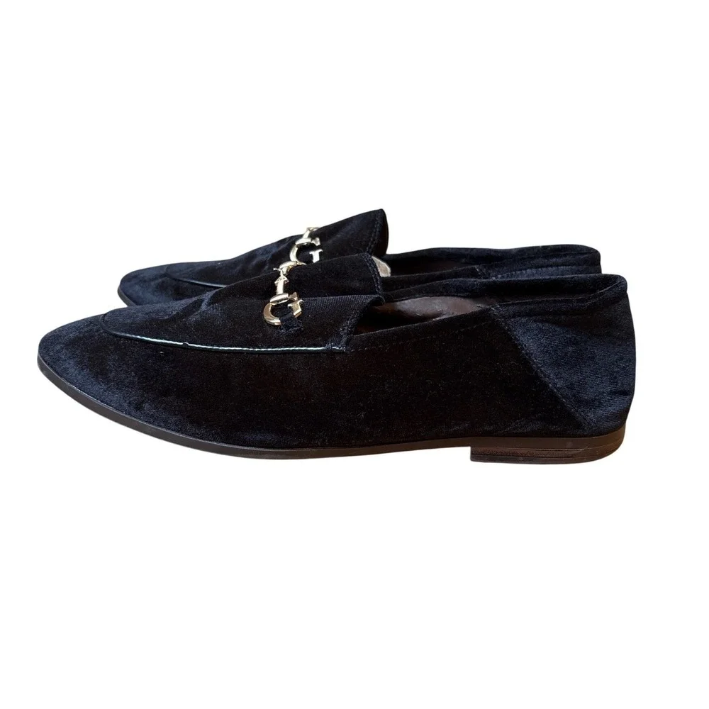 Guess Loafer Mens Black Velvet Gold Horsebit Slip On SIZE 10
